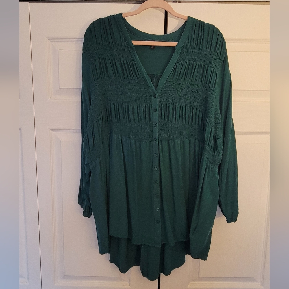 Torrid Teal Button-Up Blouse